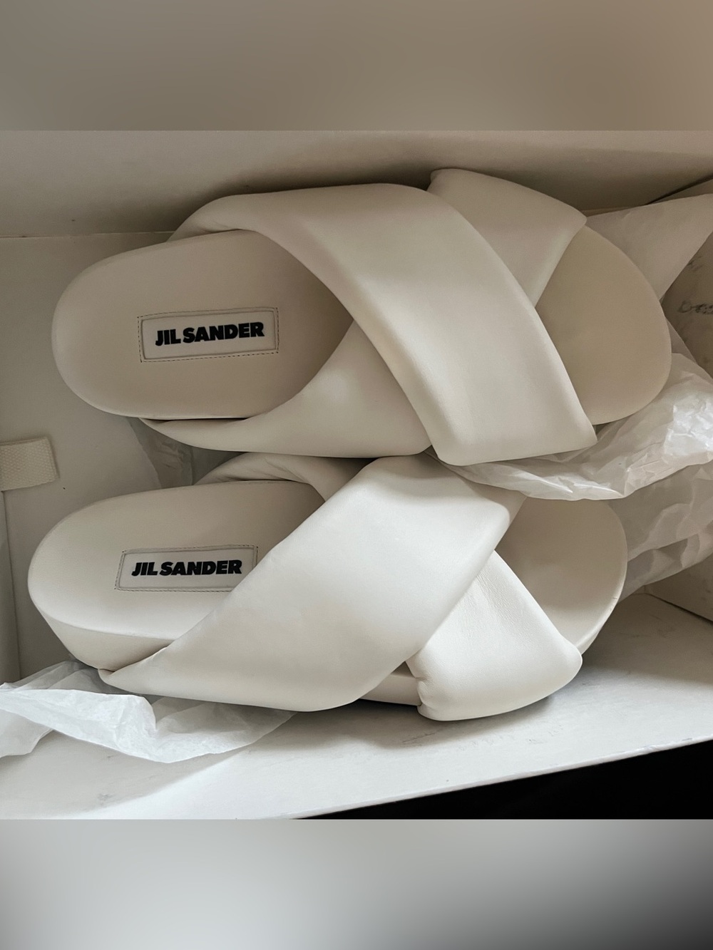 New Jil Sander Padded Crisscross Slide Sandals